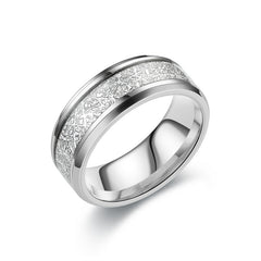 Rime Silk Pattern Titanium Steel Ring for Men