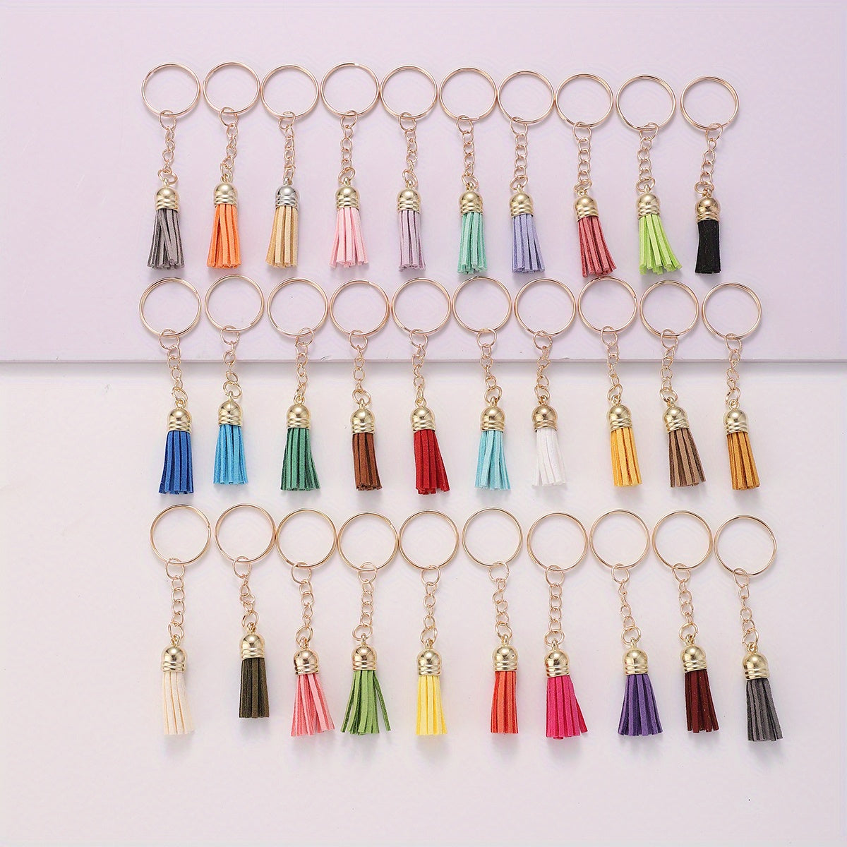 30pcs PU Leather Tassel Keychain Key Ring Bag Charm Favors Ornaments