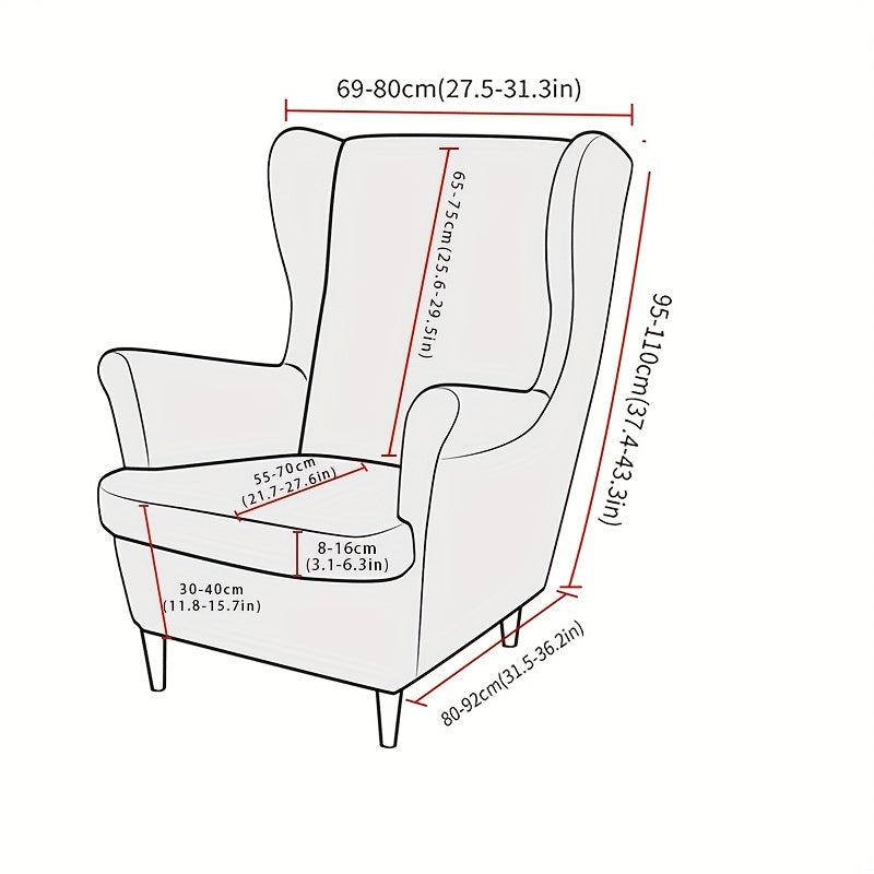 2pcs Milk Silk Wing Chair Slipcovers Armchair Covers