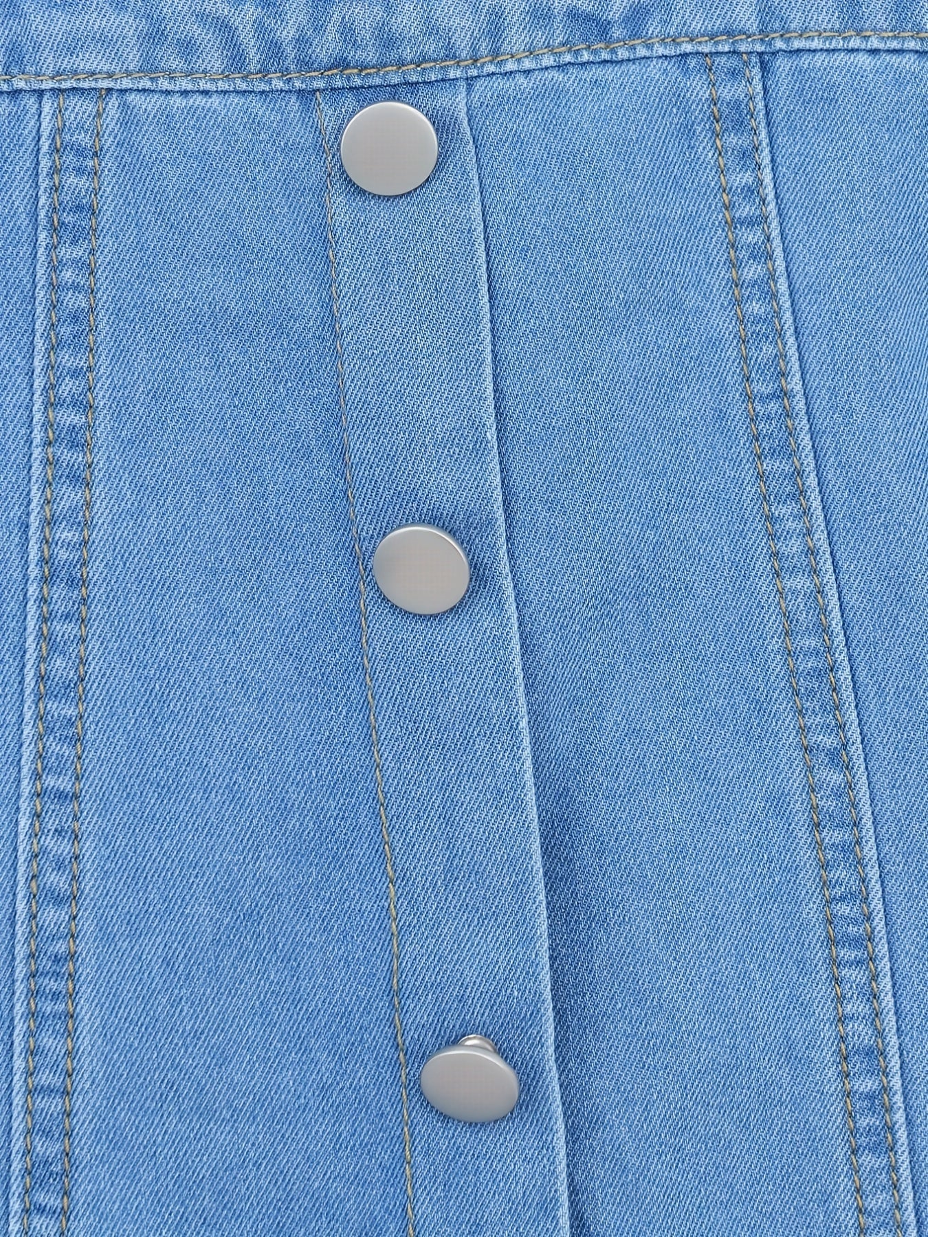 Girls Casual Denim Tunic Dress Square Neck Short Sleeve