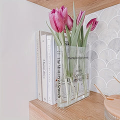Clear Book Vase For Flowers Acrylic Transparent Book Vase