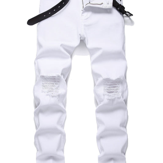 Men's Slim Fit Ripped Jeans Casual Stretch Slim