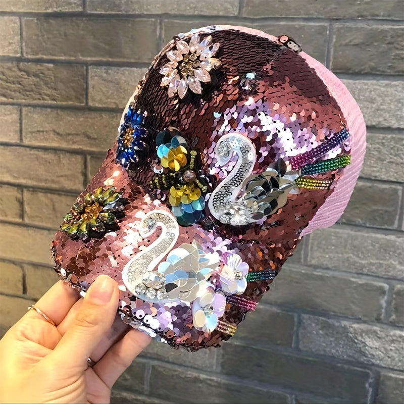 Sequin Baseball Cap Hip Hop Adjustable Trucker Hat