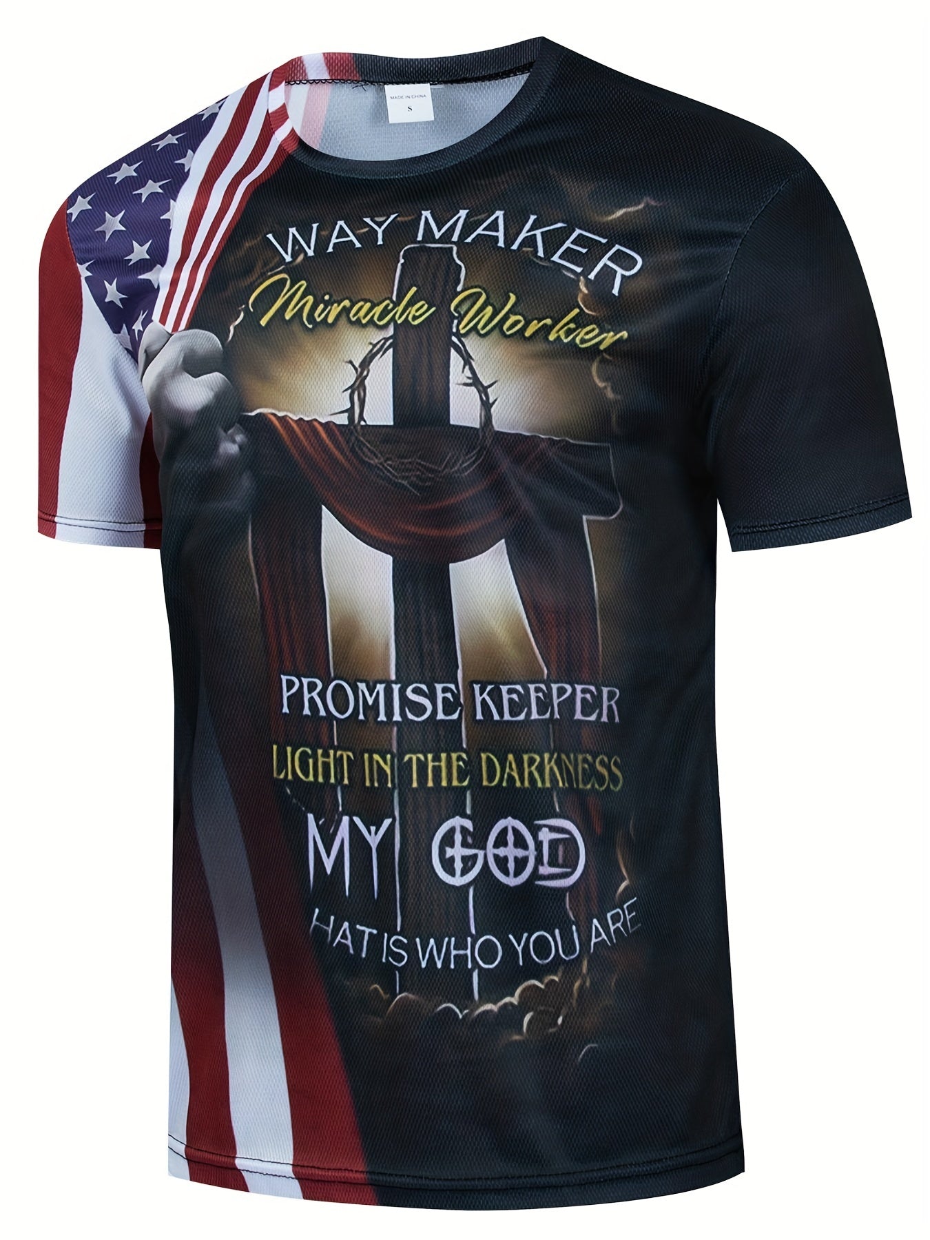 Men's American Flag Print T-Shirt for Sports & Workouts