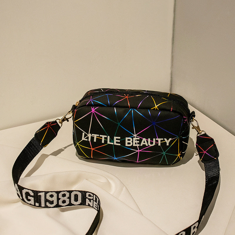 Geometric Crossbody Bag Mini Holographic Square Purse Faux Leather Shoulder Bag