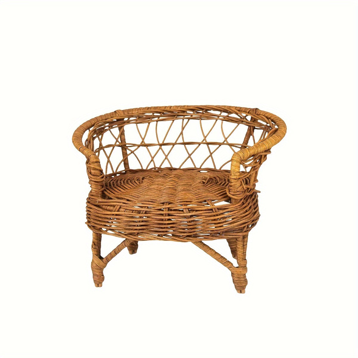 1:6 and 1:8 Scale Realistic Wicker Chair - Beige Tan