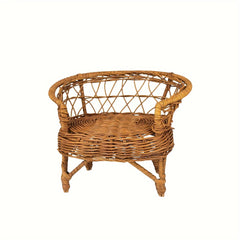 1:6 and 1:8 Scale Realistic Wicker Chair - Beige Tan
