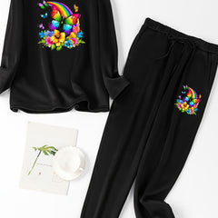  Printed Fleece Tee & Joggers Pajamas Set
