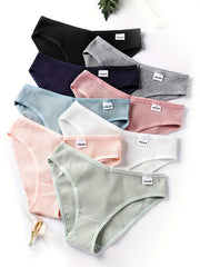 8pcs Seamless Ribbed Bikini Comfy Low Waist Panties Women Lingerie