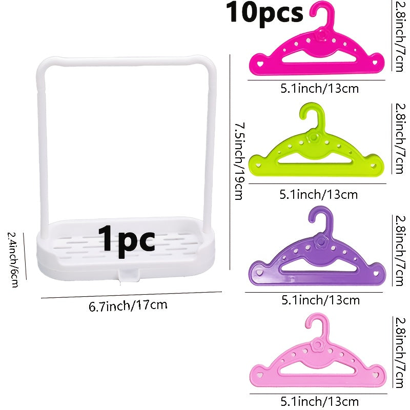11pc Doll Clothes Hanger Rack Set for 18 Inch Dolls
