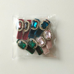 Vintage Velvet Rhinestone Hair Clips Head Jewelry Set