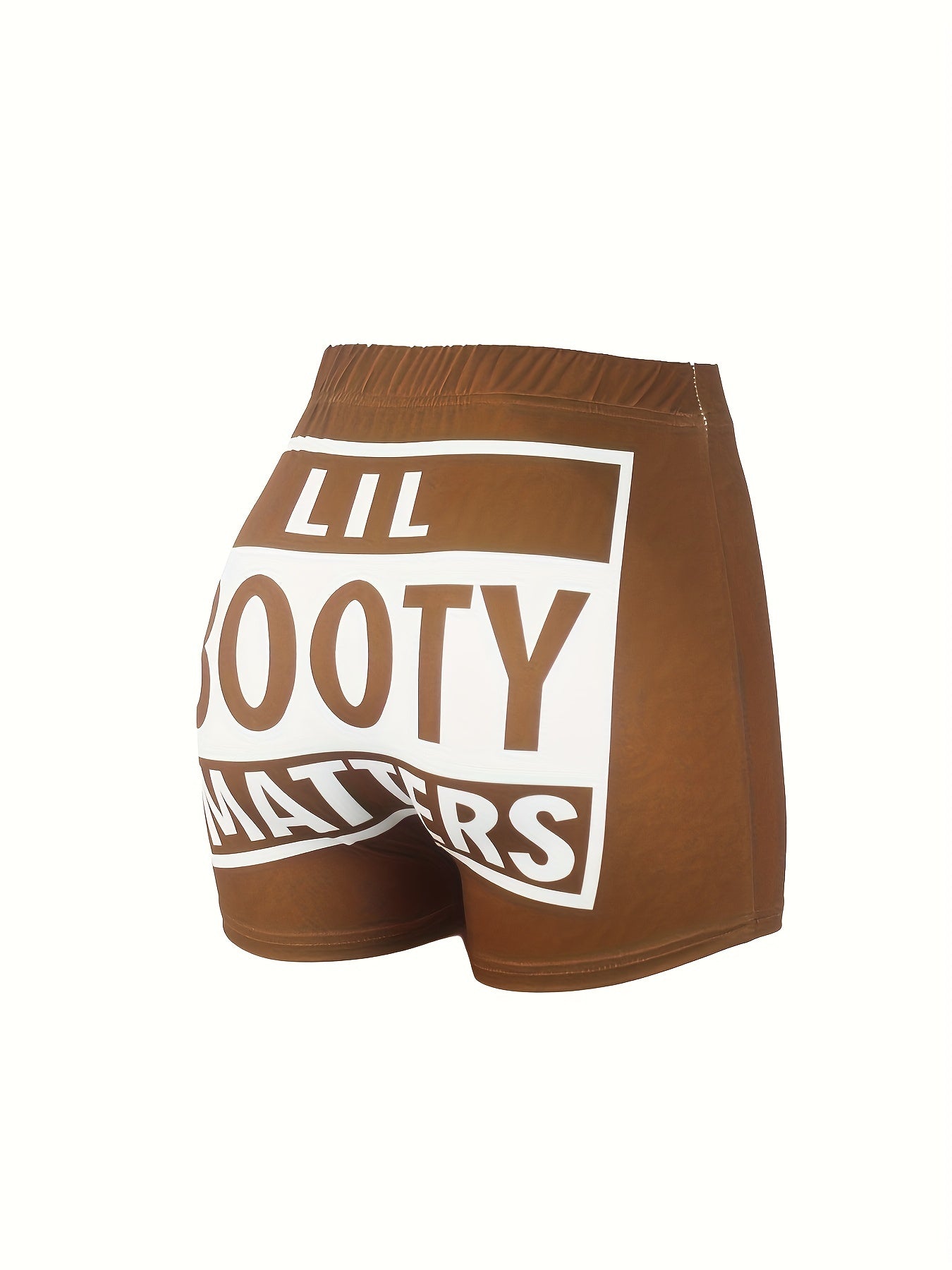  Slogan Print High Rise Skinny Shorts
