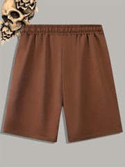 Skull & Flower Print Men's Casual Drawstring Shorts