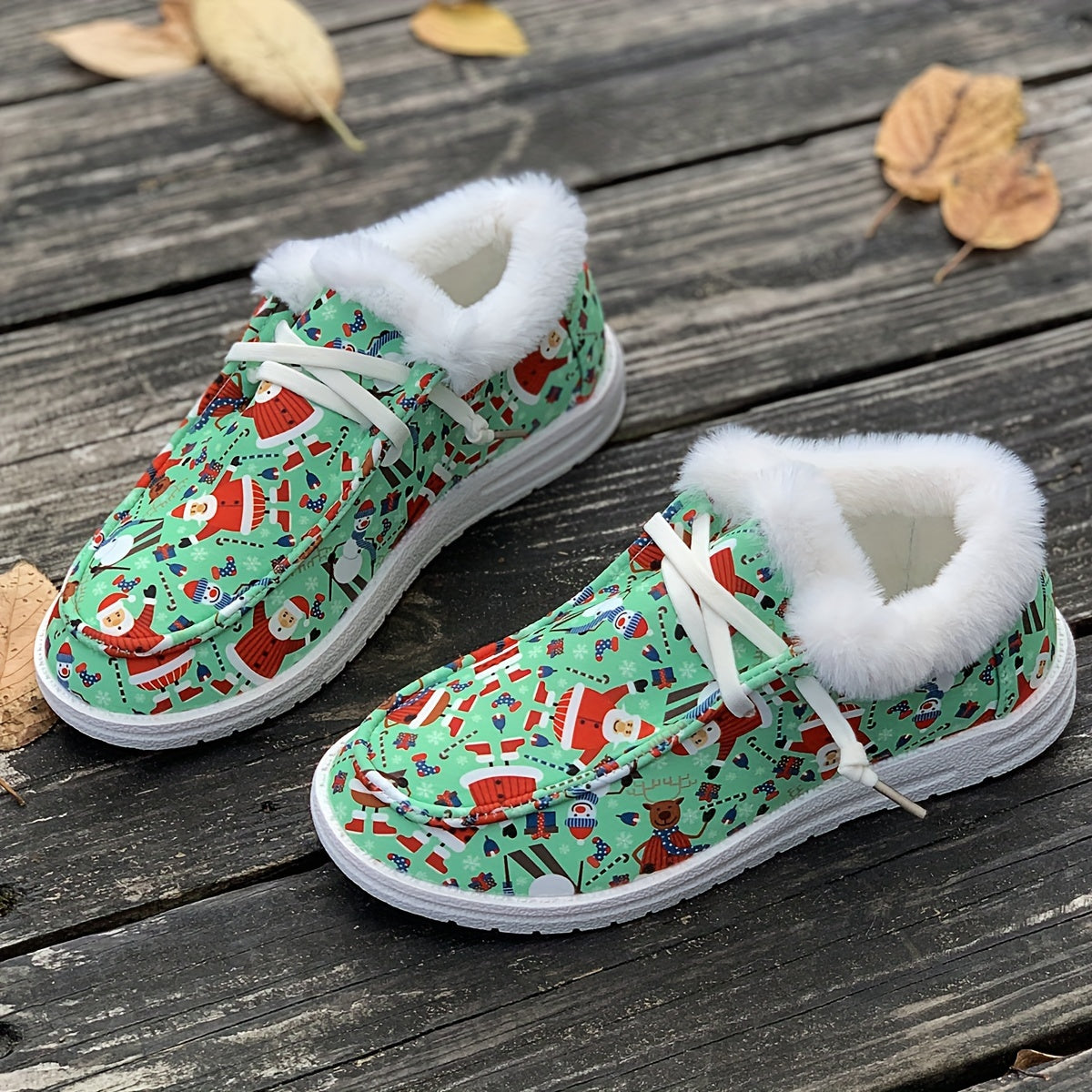 Women's Christmas Style Snow Boots Plush Inside Santa Claus Snowman
