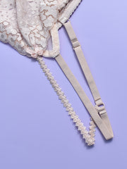  Floral Jacquard Bralette Semi Sheer Stretch Bra