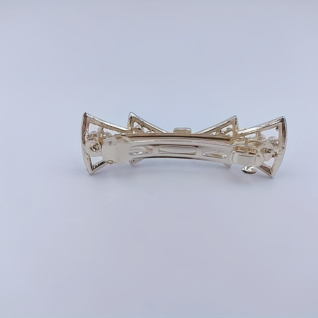 Faux Pearl Rhinestone Hair Clip Non Slip Hair Accessory