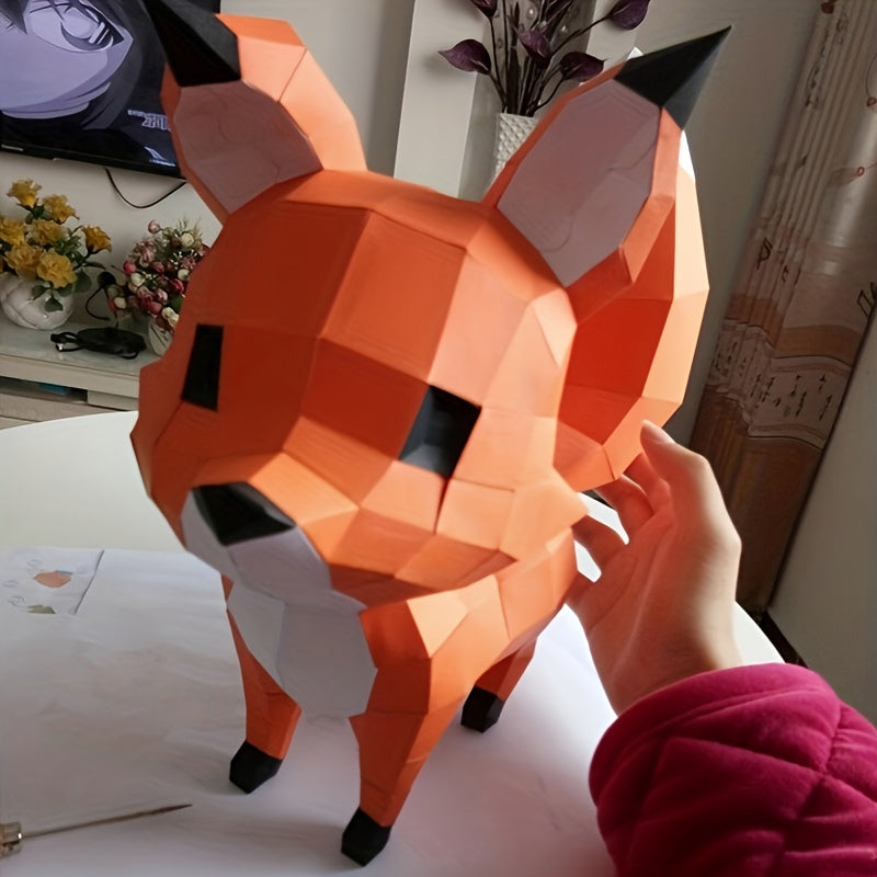 Fox 3D Paper Puzzle Home Decor Low Poly Animal Papercraft Art Gift