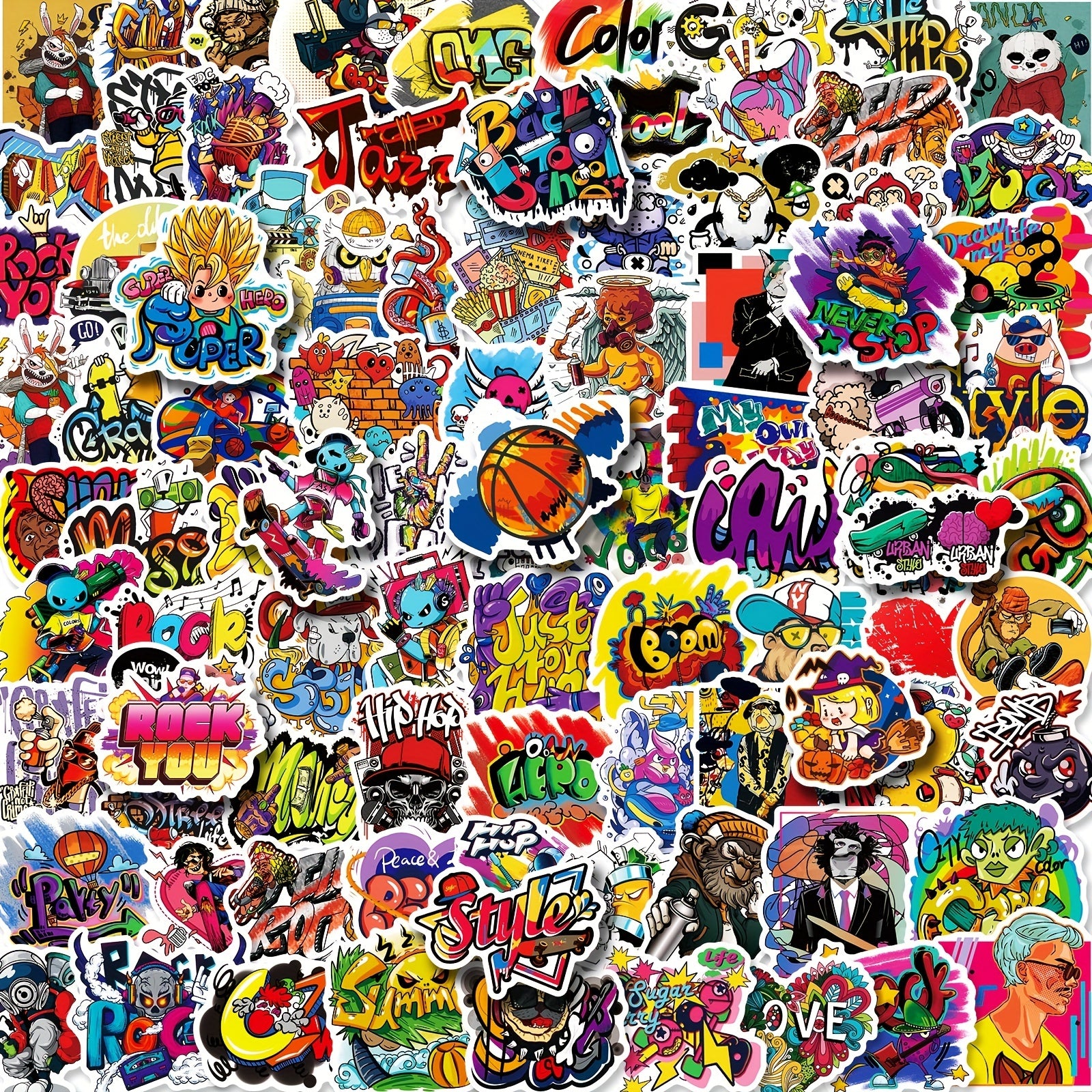 100pcs Graffiti Stickers Mixed Rock Vinyl Sticker Packs
