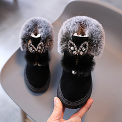 Rabbit Ears Snow Boots for Baby Girls Soft Warm Plus Fleece Boots