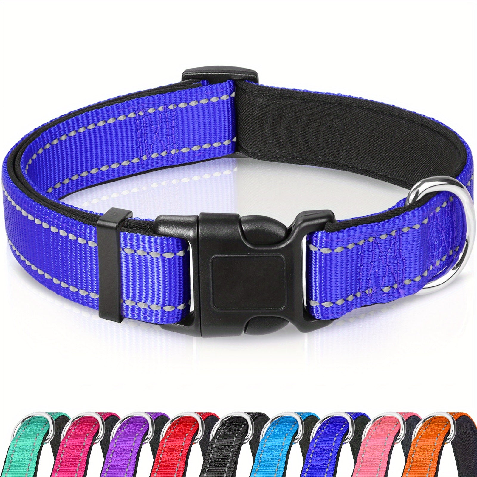 JOYTALE Reflective Dog Collar Neoprene Padded Nylon Pet Collar for Safety