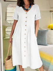  Women's V Neck Loose Fit Dress