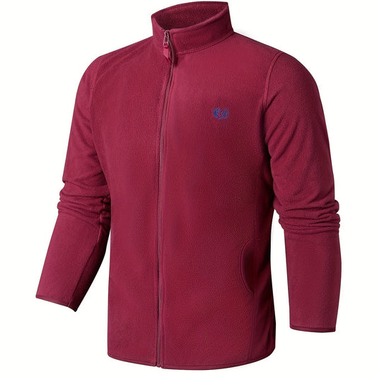 Men's Stand Collar Fleece Jacket Zipper Coat Gym Sports Warm Spring Autumn