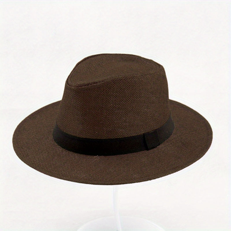 Vintage Jazz Fedora Cap Sun Hat Straw Hats Unisex Beach Hats