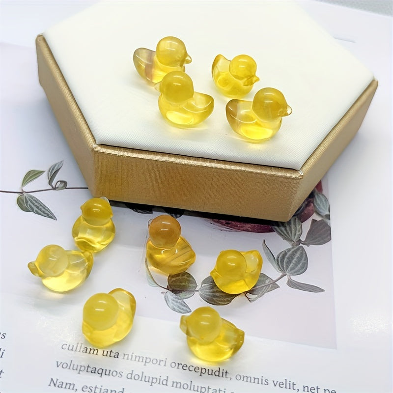 Yellow Fluorite Duck Carving Healing Crystal Natural Stone