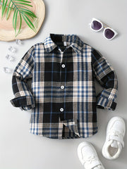 Boys Plaid Shirts Long Sleeve Button Down Tops Spring Fall Outwear