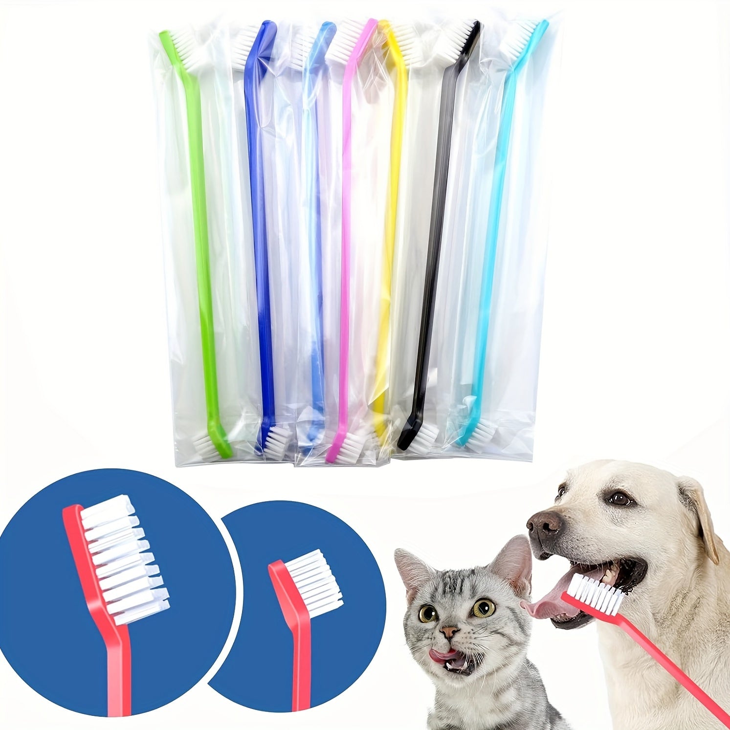 Random Pet Toothbrush For Dogs And Cats Double-Headed Teeth Cleaning Brush