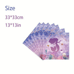 Mermaid Party Supplies Pink & Purple Tableware Set for Kids' Birthdays