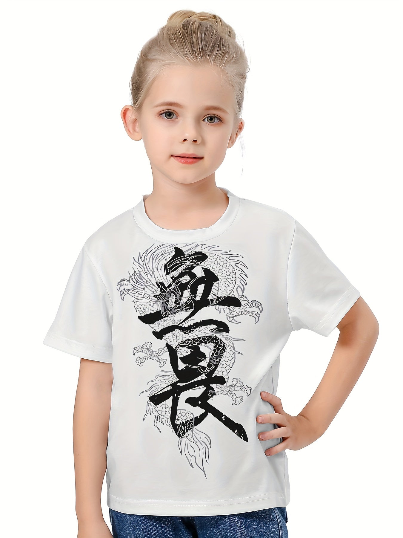 3D Letter Graphic Short Sleeve T shirt for Boys Girls