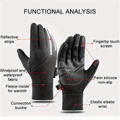 Winter Cycling Gloves Waterproof Non-slip Touchscreen Plush Windproof