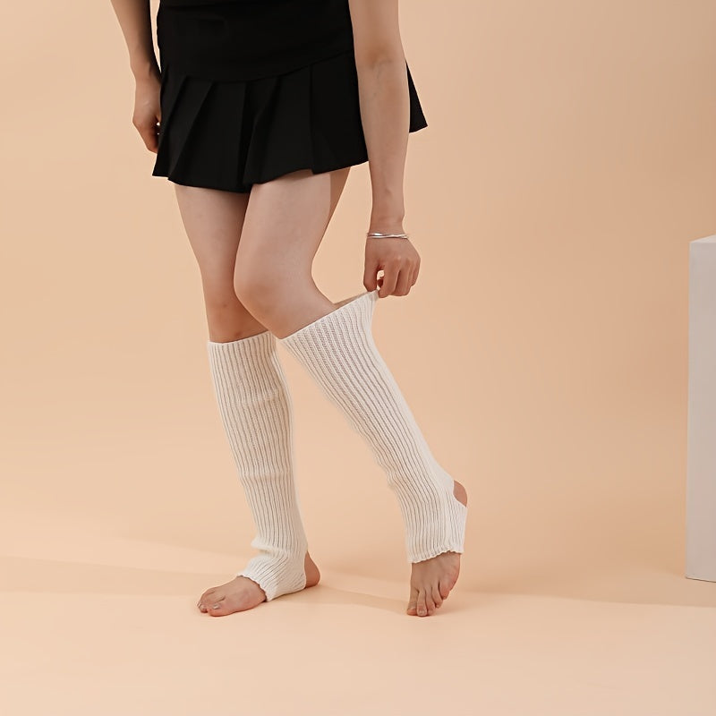 Knitted Leg Warmers Ribbed Knee High Socks Women's Stockings