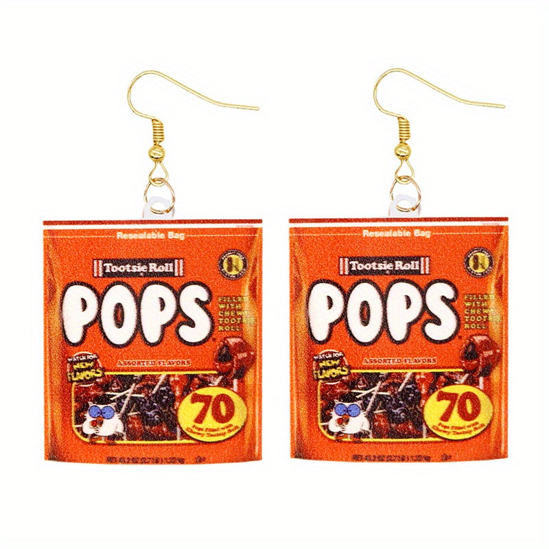 Funny Snack Bag Dangle Earrings Chip Candy Cookie Chocolate Bag Hip Hop Style