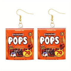 Funny Snack Bag Dangle Earrings Chip Candy Cookie Chocolate Bag Hip Hop Style