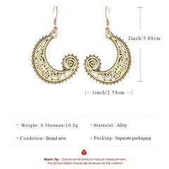 Bohemian Style Moon Hook Earrings Wave Spiral Shape Ear Drops