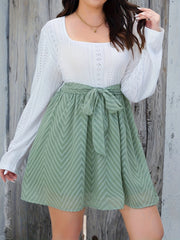  Colorblock Chevron Print Dress With Embroidery