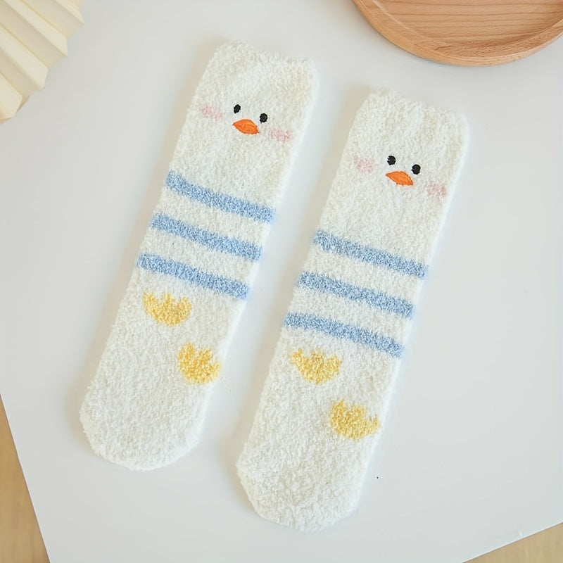 5 Pairs Cartoon Fuzzy Socks Women's Stockings