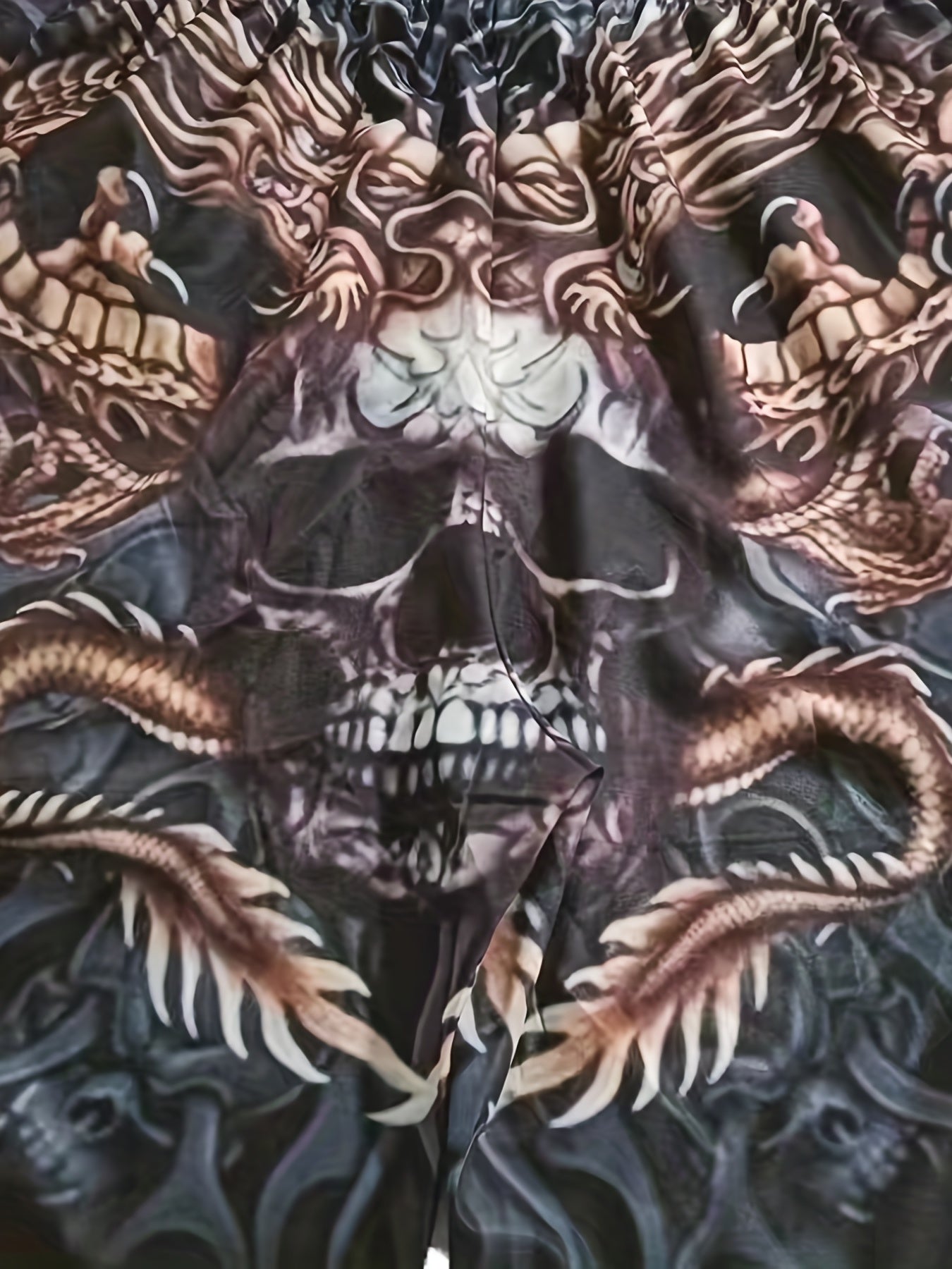 Men's 3D Skull Print Shorts with Elastic Waistband
