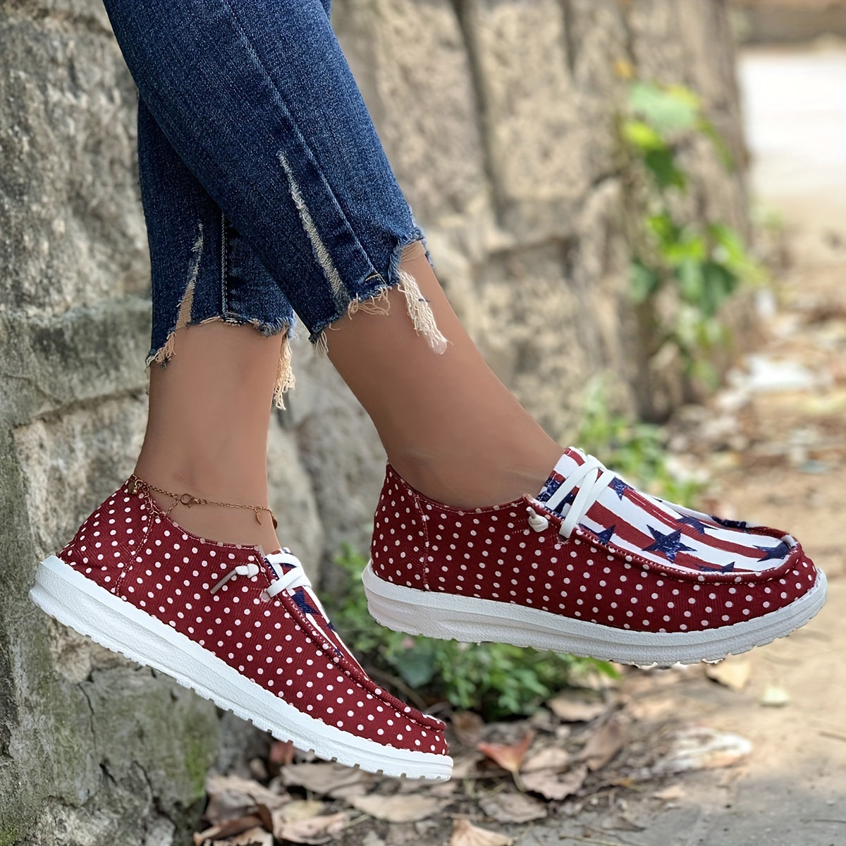 Women's Star & Striped Canvas Shoes Low Top Sneakers