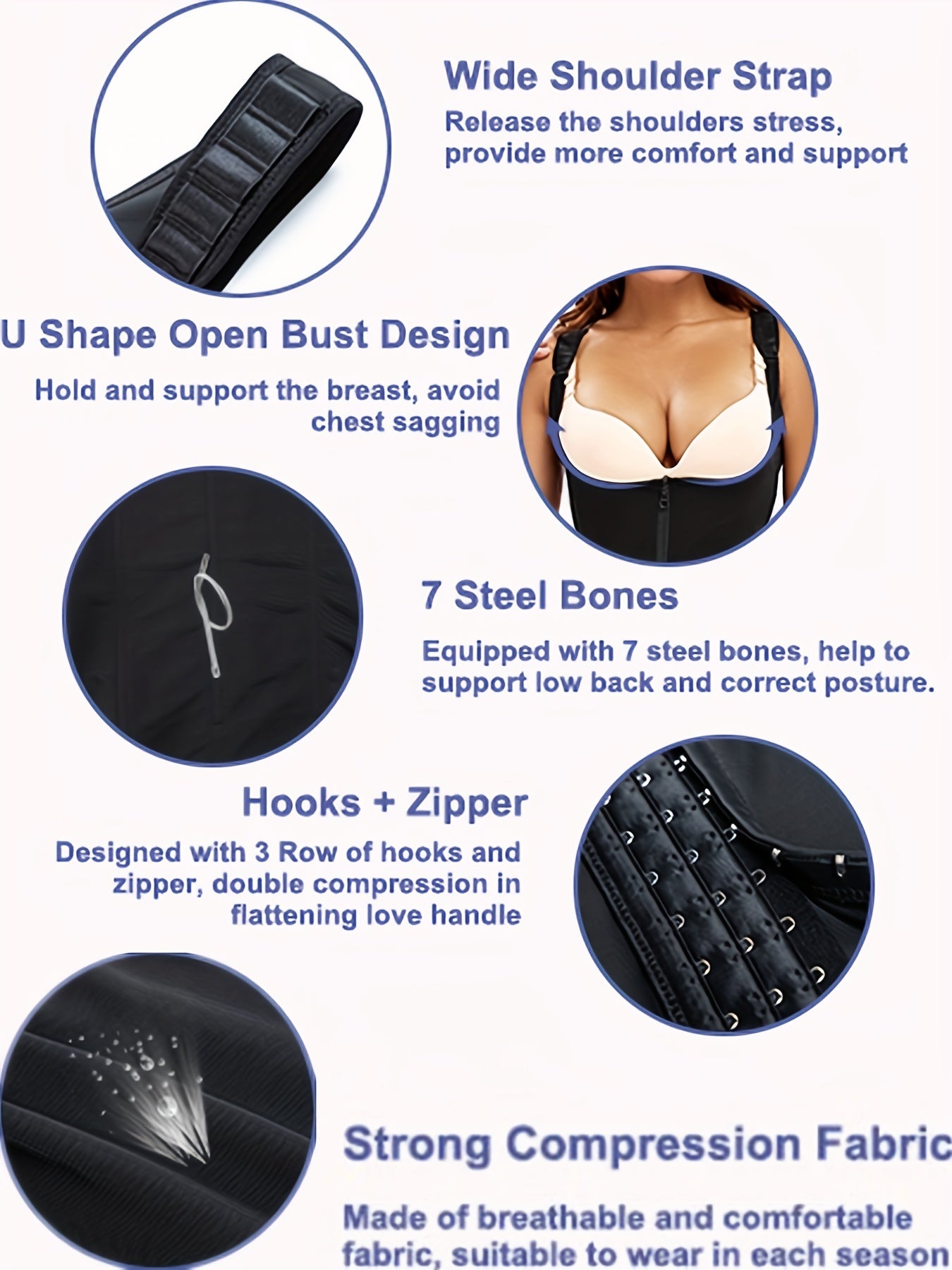 Zipper Shaping Tank Top Waist Trainer Tummy Control Slimmer Open Bust