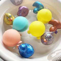 2pcs Rubber Ducks Baby Bath Toys Glitter Duck Children Summer Beach Swimming