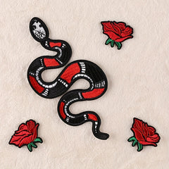 4pcs Boys Snake Flower Embroidery DIY Patch for Clothes B