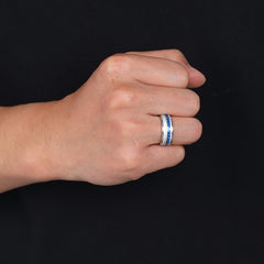 Men's Stainless Steel Sapphire Ring