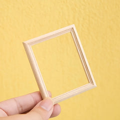 4pcs Wooden Dollhouse Photo Frames 1:12 Scale Light Yellow