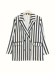  Stripe Print Blazer & Pants Suit Set