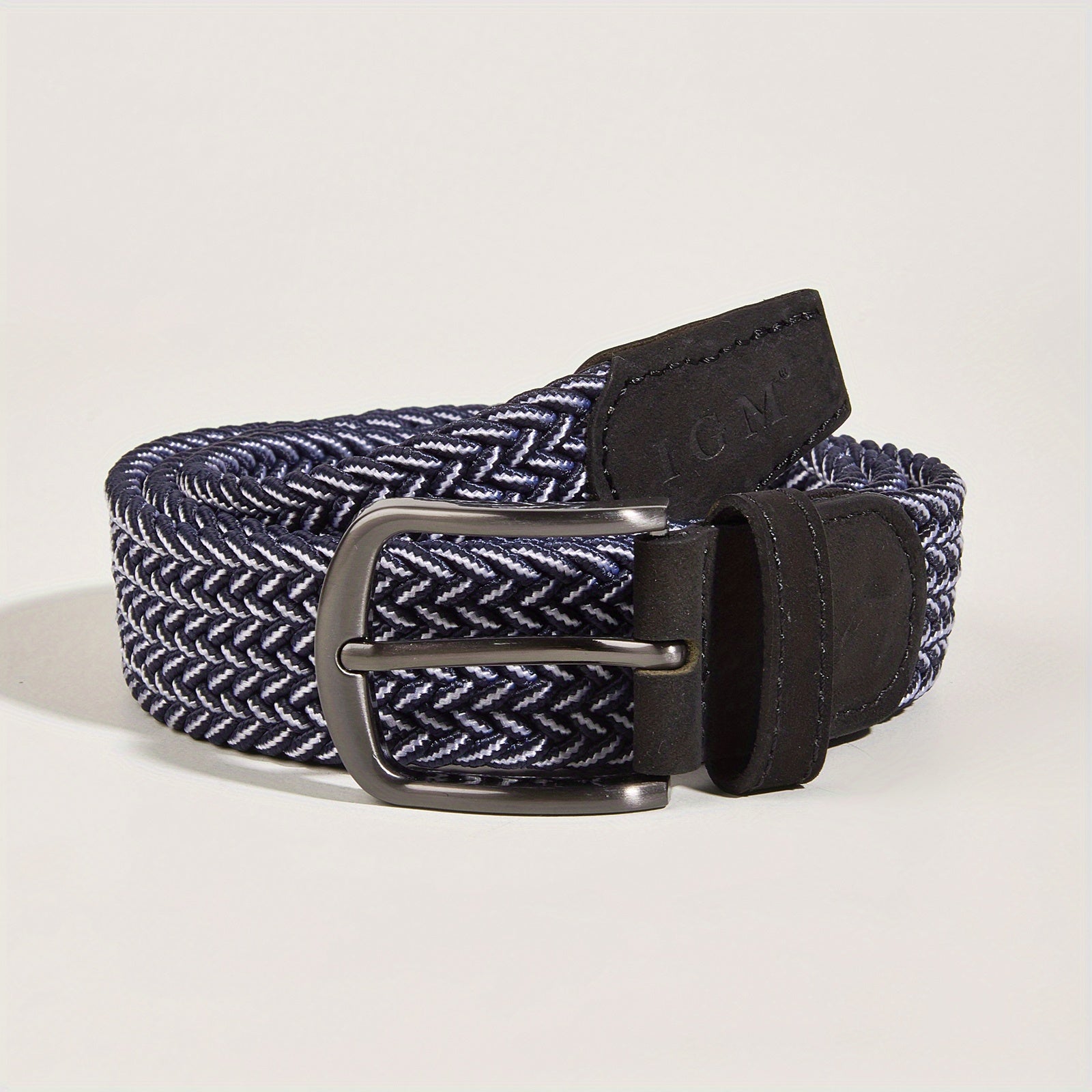 Men's Casual Woven Leather Belt - Elastic Canvas Youth Belt