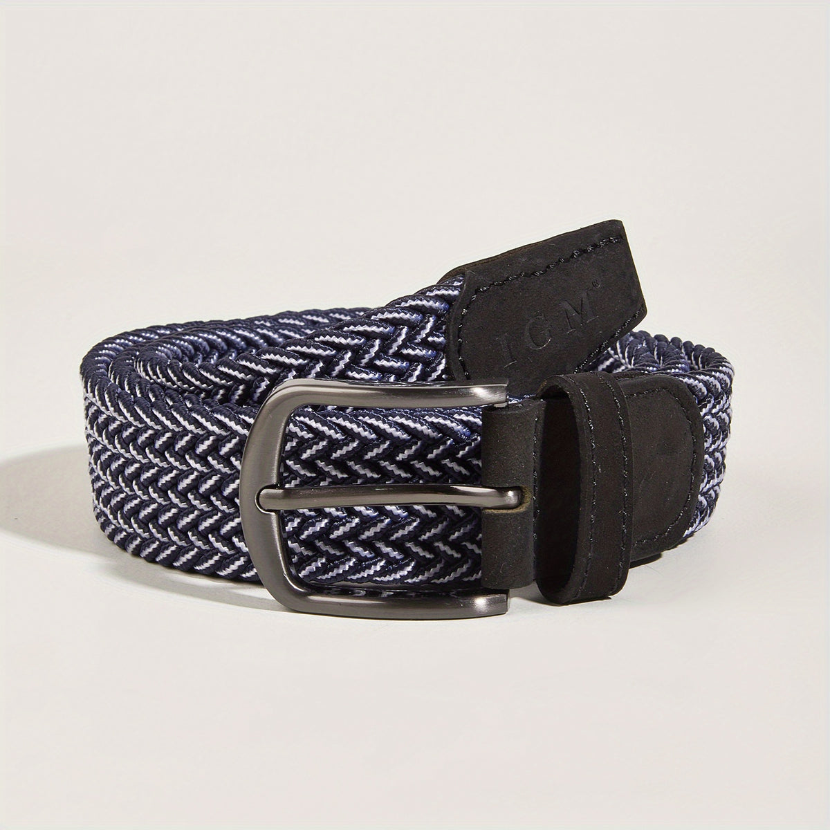Men's Casual Woven Leather Belt - Elastic Canvas Youth Belt