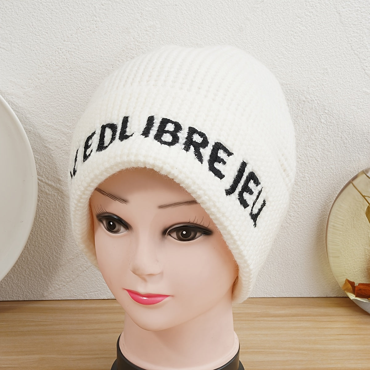 Casual Letter Embroidery Knitted Hat Autumn Winter